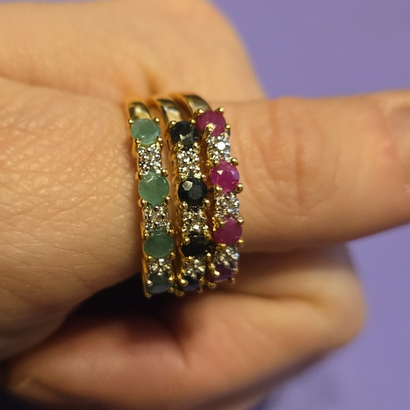 MACYS Cubic Zirconia Size 9 Womans 3-Ring Set. - Picture 3 of 6